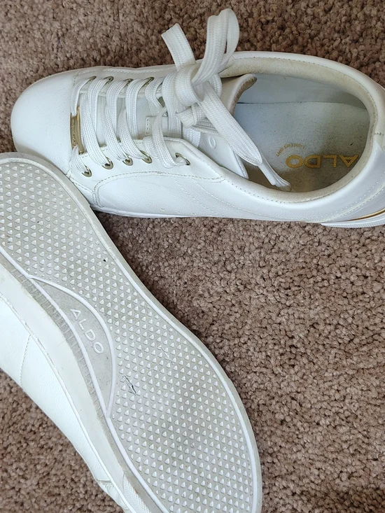 ALDO White Lace-Up Sneakers - Picture 3 of 6